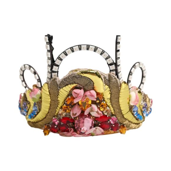 Dolce & Gabbana Gold Brass Crystal Embellished Headpiece Crown Diadem Women's - Picture 1 of 6